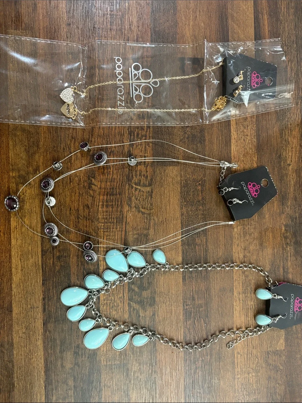 paparazzi Aqua Teardrop Layered Statement Necklace Set